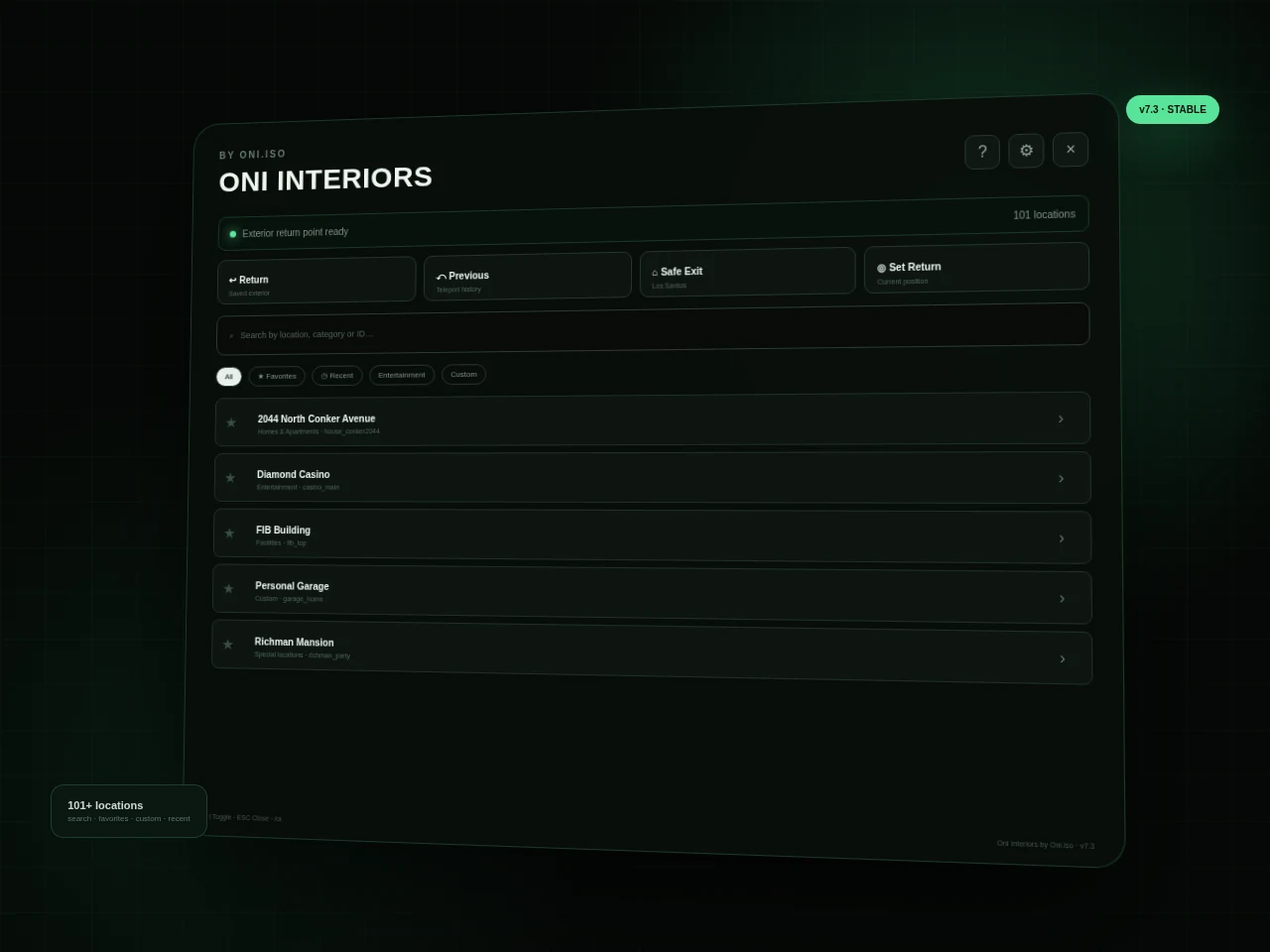 Oni Interiors in-game menu preview